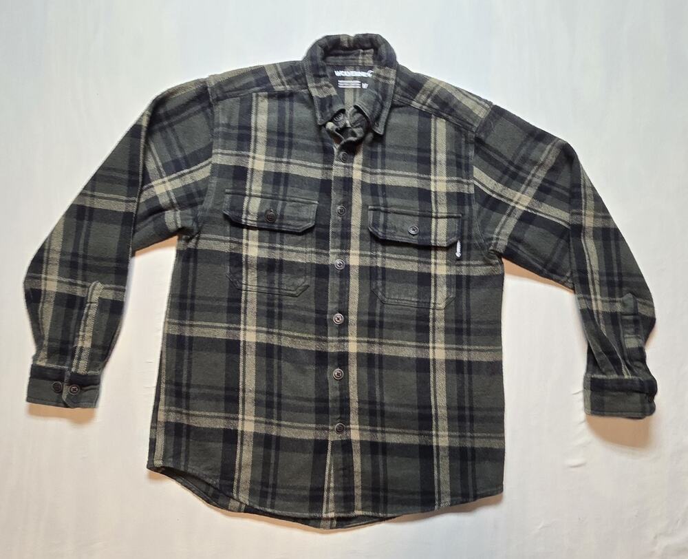 Men's Heavy Weight Flannel Wolverine Large Green And Grey